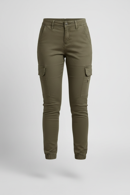 Pantalon Cargo Femme Kaki Slim Coton Mode - Gabardine - vue 3
