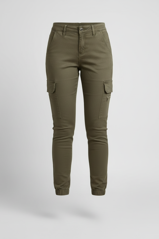 Pantalon Cargo Femme Kaki Slim Coton Mode - Gabardine - vue 3
