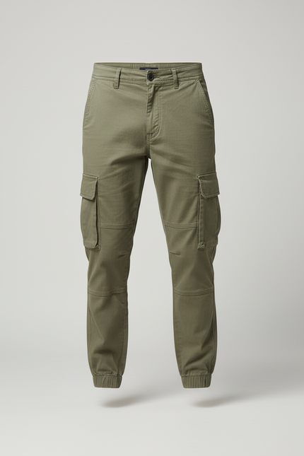 Pantalon Cargo Olive - Kaki Toile - vue 3