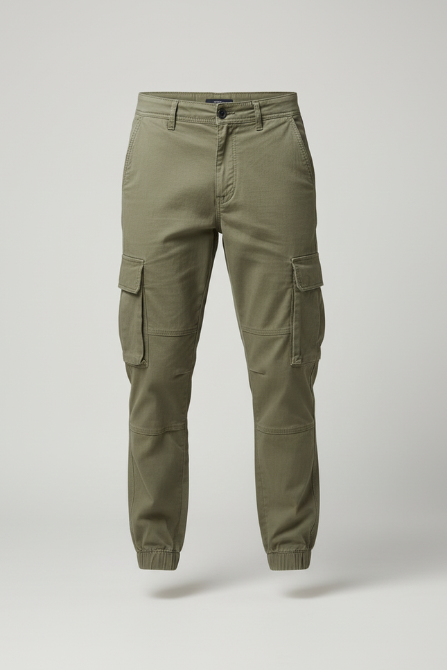 Pantalon Cargo Olive - Kaki Toile - vue 3