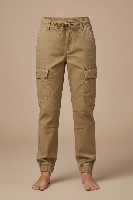 Pantalon Cargo Kaki Coton Multipoches Enfant Jogger - vue 3