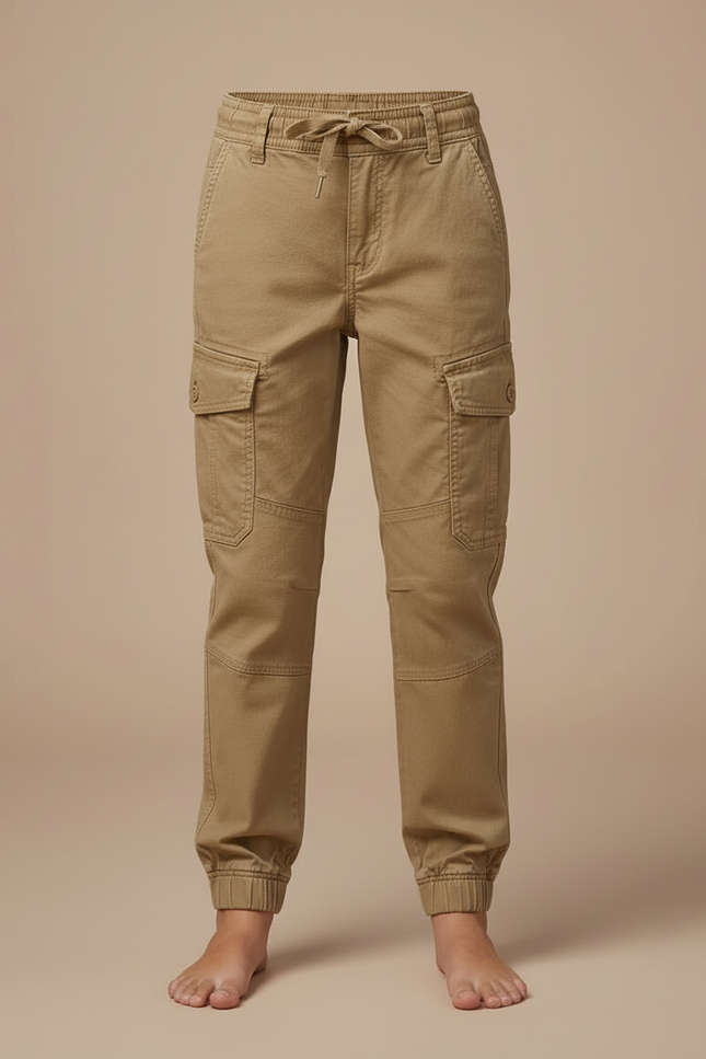 Pantalon Cargo Kaki Coton Multipoches Enfant Jogger - vue 3