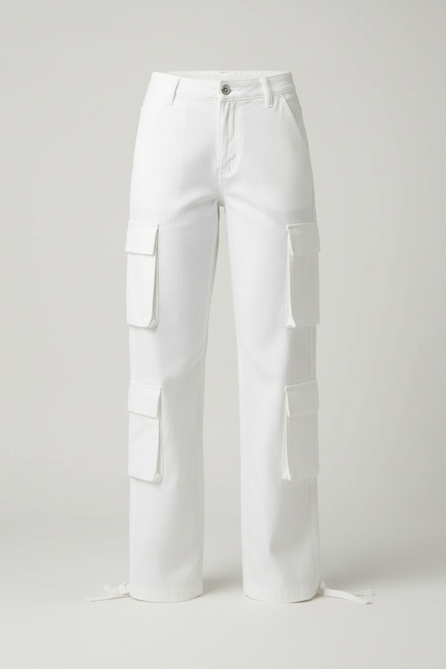 Pantalon Cargo Blanc Ample Multipoches Femme - Jean - vue 3