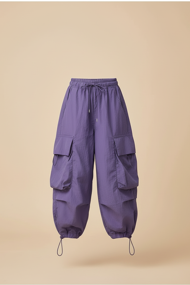 Pantalon Cargo Violet Ample Multipoches Décontracté Fille - Polyester - vue 3