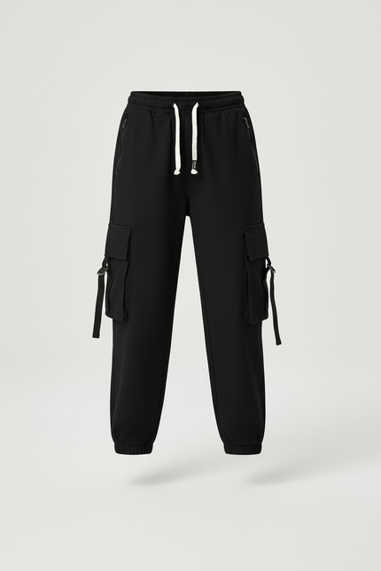 Pantalon Cargo Noir Décontracté Multipoches Enfant Garçon - Polyester - vue 3