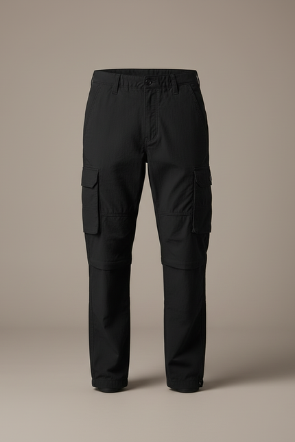 Pantalon Cargo Noir Décontracté Multipoches Zippé Homme - Toile - vue 3