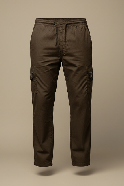 Pantalon Cargo Marron Droit Décontracté Multipoches Homme - Toile - vue 3