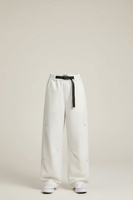 Pantalon Cargo Crème Ample Décontracté Ceinturé Enfant - Blanc Toile - vue 3