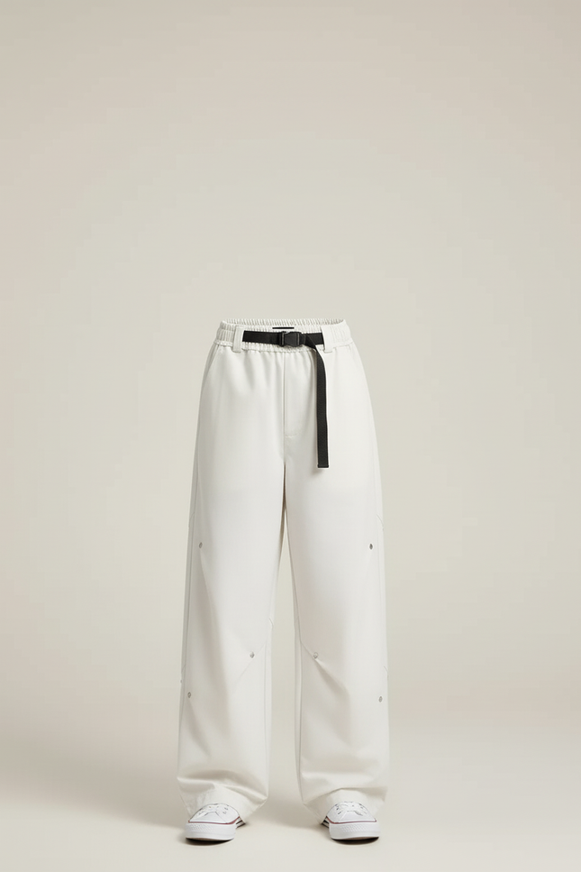 Pantalon Cargo Crème Ample Décontracté Ceinturé Enfant - Blanc Toile - vue 3