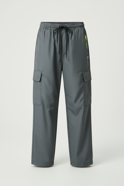 Pantalon Cargo Gris Ample Poches Fille Décontracté - Polyester - vue 3