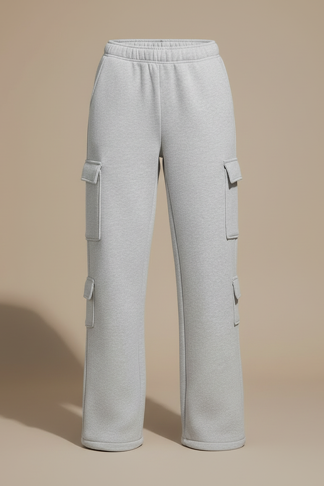 Pantalon Cargo Gris Ample Molleton Multipoches - vue 3