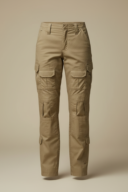Pantalon Cargo Kaki Femme Multipoches Coupe Droite - Toile - vue 3