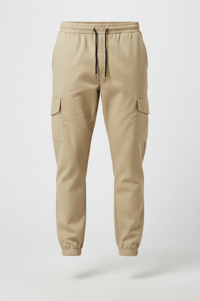 Pantalon Cargo Beige Cordon Multipoches Homme - Gabardine - vue 3