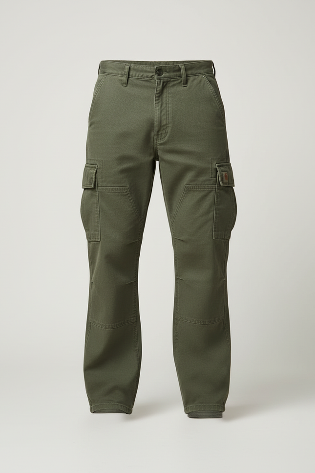 Pantalon Cargo Vert Militaire Ample Multipoches Coton - Kaki - vue 3
