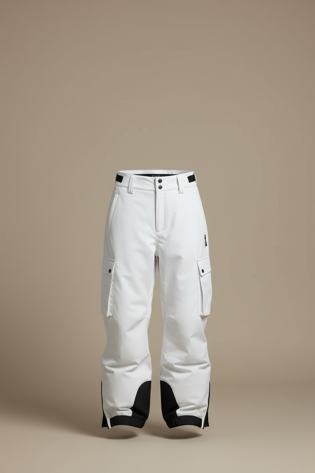 Pantalon Cargo Blanc Ample Bretelles Imperméable Hiver - Polyester - vue 3