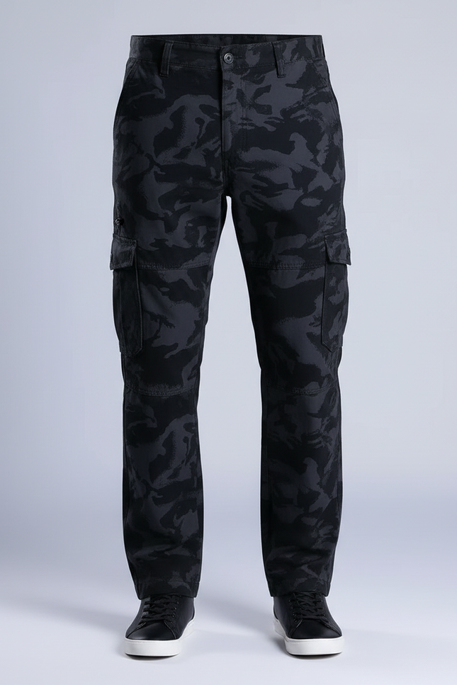 Pantalon Cargo Camouflage Gris Noir Multipoches Décontracté Homme - Toile - vue 3
