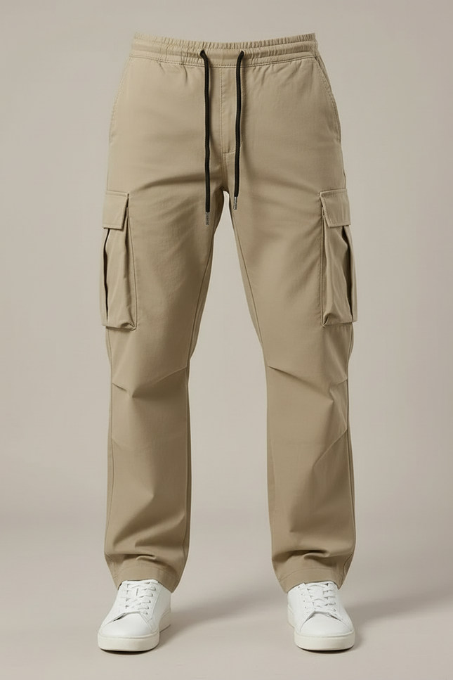 Pantalon Cargo Beige Décontracté Multipoches Cordon De Serrage - Gabardine - vue 3