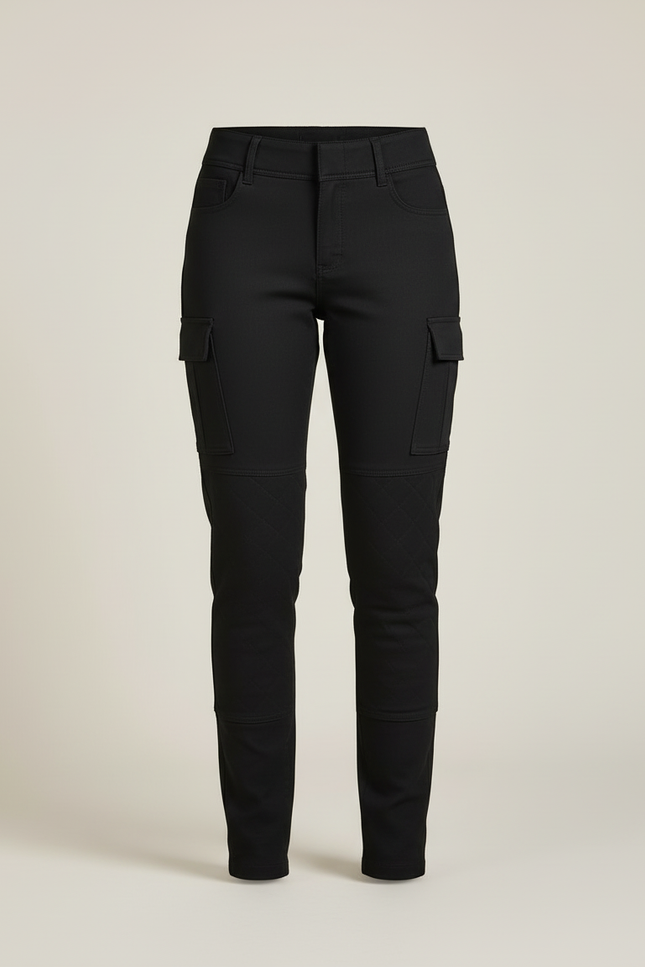 Pantalon Cargo Noir Femme Slim Multipoches Résistant - Gabardine - vue 3