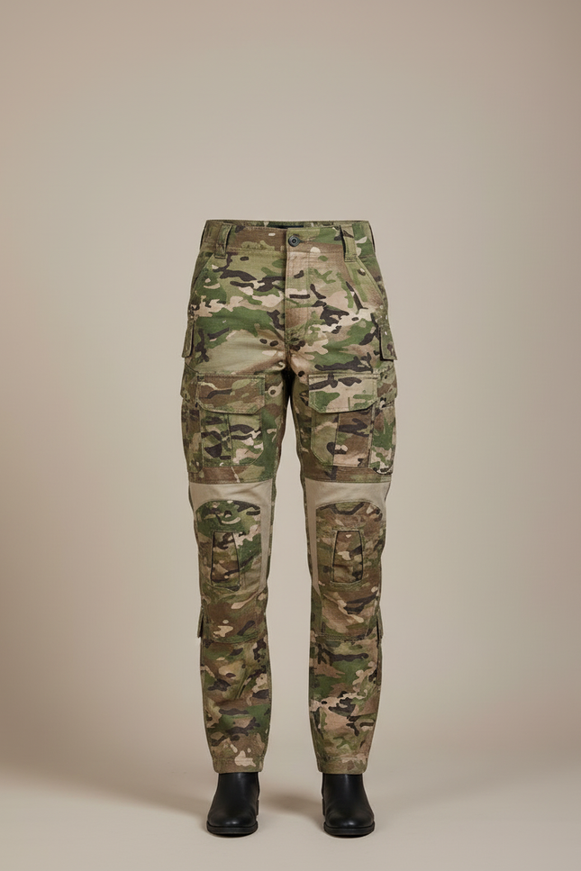 Pantalon Cargo Camouflage Militaire Multipoches Femme - Multicolore Toile - vue 3