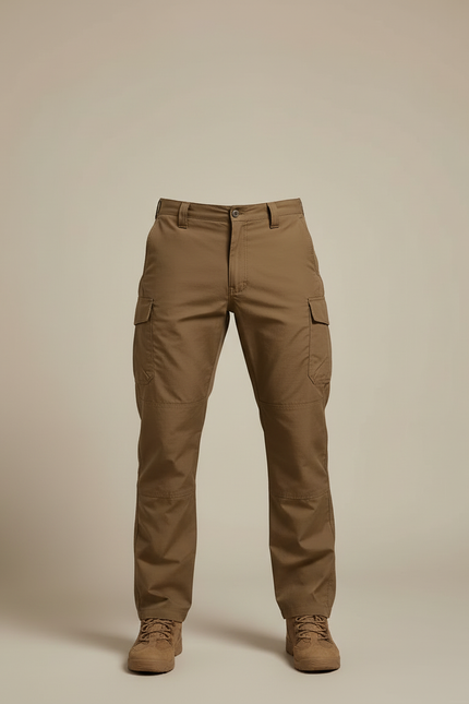 Pantalon Cargo Homme Marron Tactique Multi-Poches Léger - Gabardine - vue 3