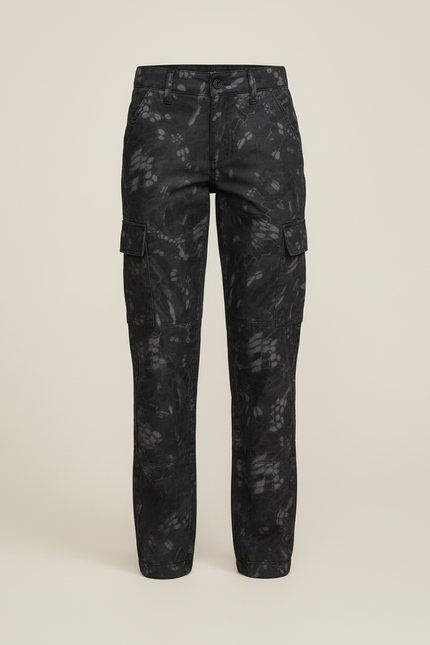 Pantalon Cargo Camouflage Noir Slim Fille Respirant - Toile - vue 3