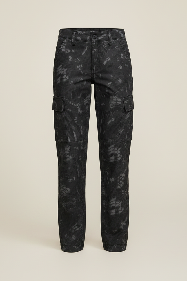 Pantalon Cargo Camouflage Noir Slim Fille Respirant - Toile - vue 3