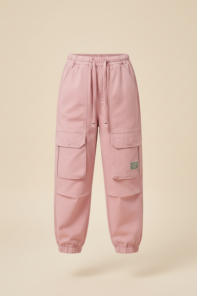 Pantalon Cargo Rose Ample Coton Fille Poches - vue 3
