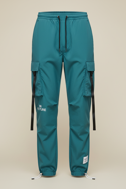 Pantalon Cargo Homme Vert Canard Multipoches Streetwear - Polyester - vue 3