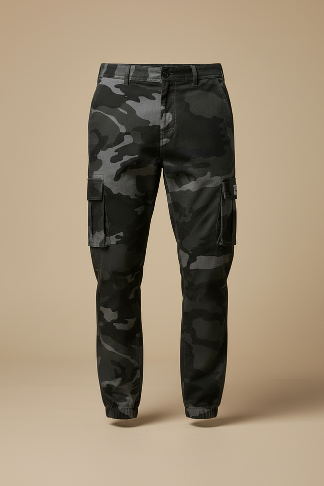 Pantalon Cargo Camouflage Gris Noir Homme Jogger - Imprimé Gabardine - vue 3