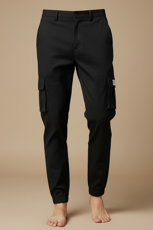 Pantalon Jogging Cargo Homme - Noir Gabardine - vue 3