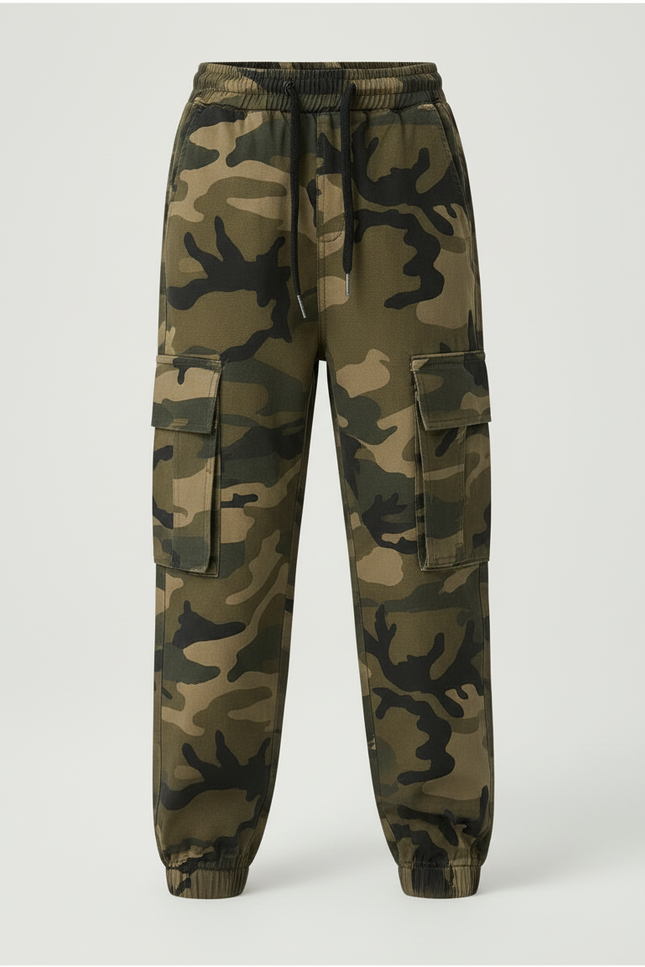 Pantalon Cargo Camouflage Ample Sportif Enfant - Kaki Toile - vue 3