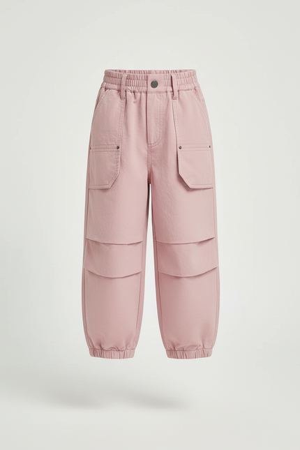 Pantalon Cargo Rose Ample Poches Enfants Coton - vue 3