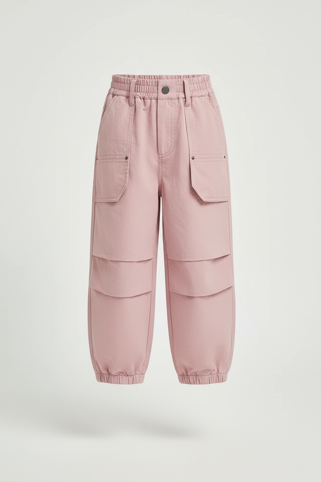 Pantalon Cargo Rose Ample Poches Enfants Coton - vue 3