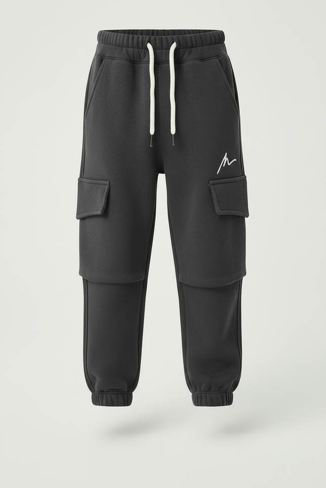 Pantalon Cargo Gris Chiné Ample Coton Décontracté - Molleton - vue 3