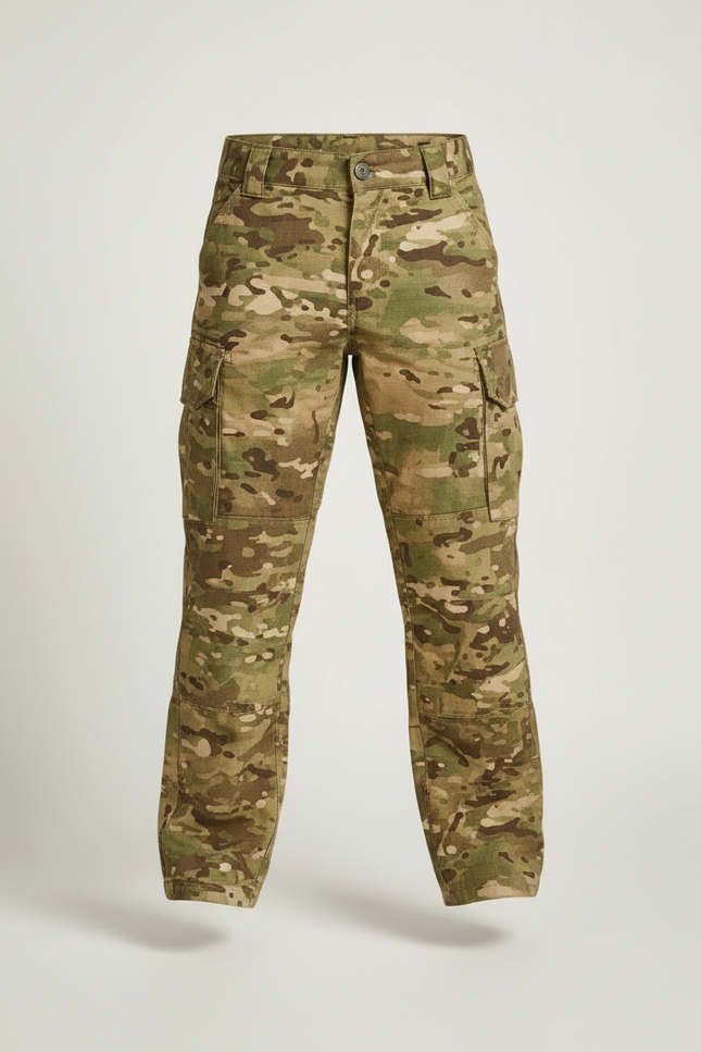 Pantalon Cargo Camouflage Militaire Enfant Multipoches Résistant - Multicolore Toile - vue 3