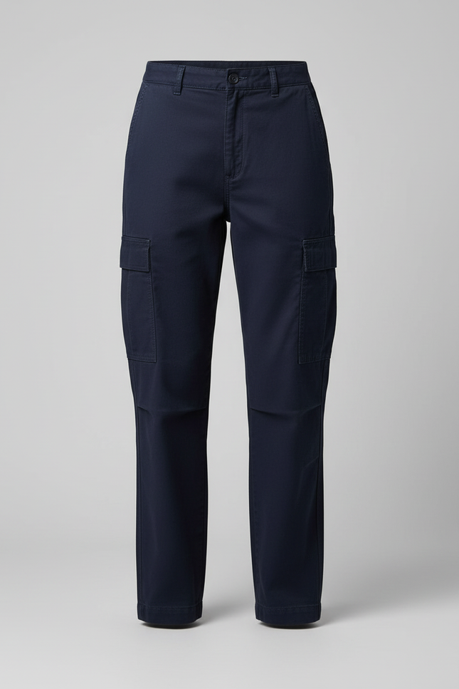 Pantalon Cargo Bleu Marine Ample Décontracté Femme - Gabardine - vue 3