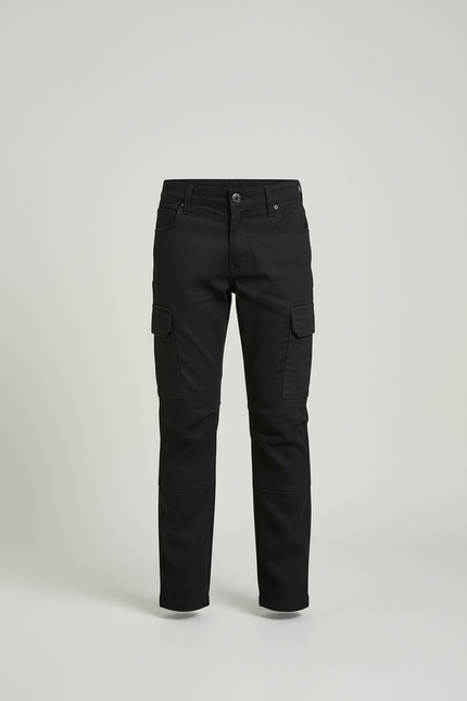 Pantalon Cargo Noir Enfant Coupe Droite Multi-Poches - Toile - vue 3