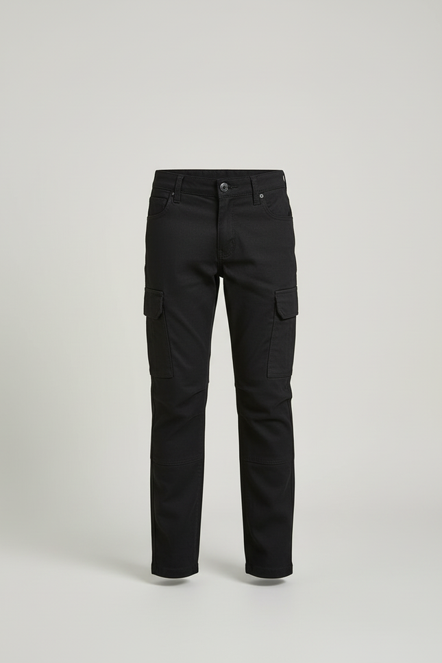 Pantalon Cargo Noir Enfant Coupe Droite Multi-Poches - Toile - vue 3