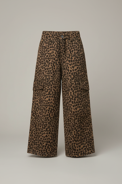 Pantalon Cargo Leopard - Imprimé Molleton - vue 3