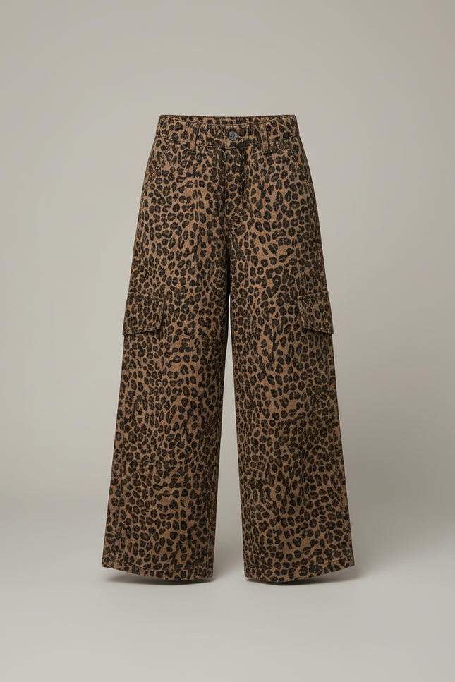 Pantalon Cargo Leopard - Imprimé Molleton - vue 3