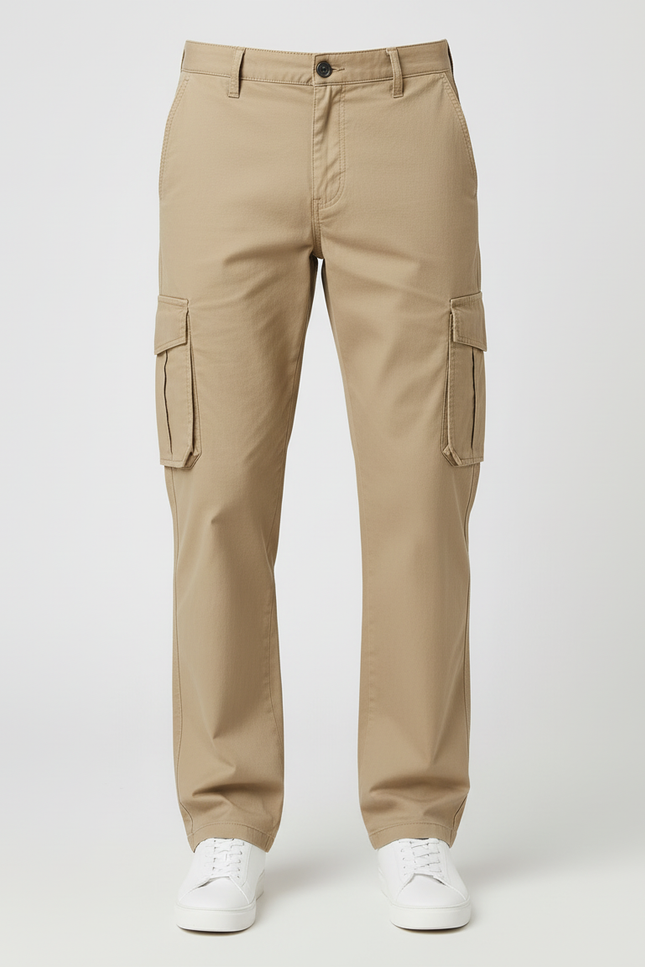 Pantalon Cargo Kaki Coton Droit Multipoches Homme - vue 3