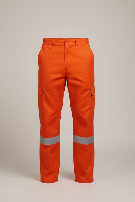 Pantalon Cargo Orange Réfléchissant Coton Ample Homme - vue 3