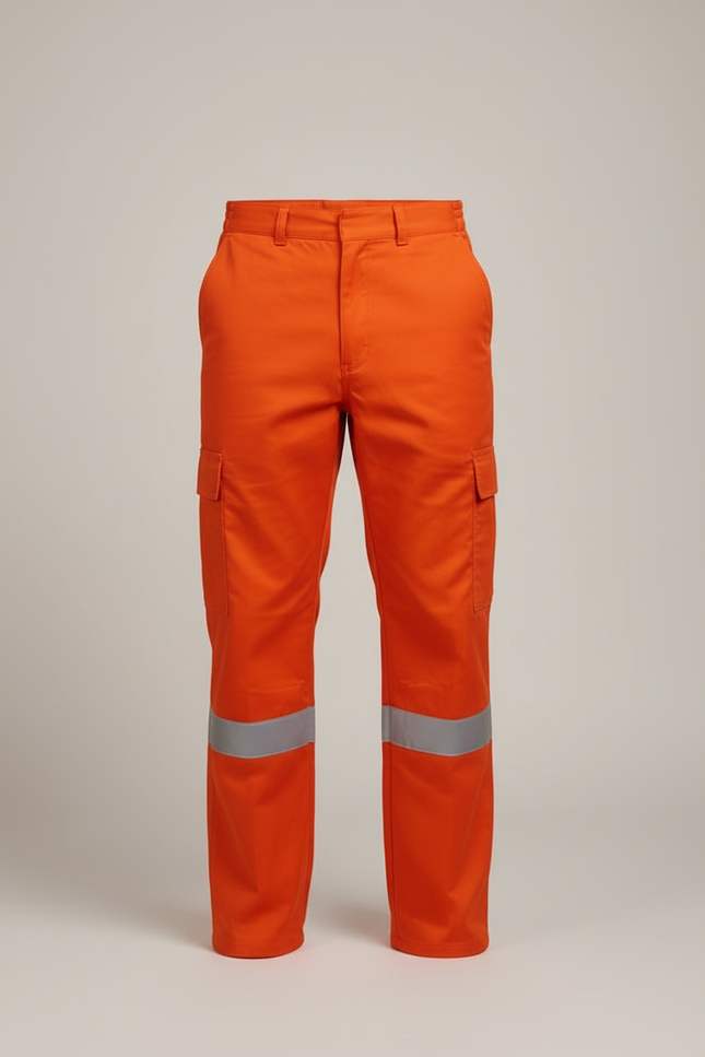 Pantalon Cargo Orange Réfléchissant Coton Ample Homme - vue 3