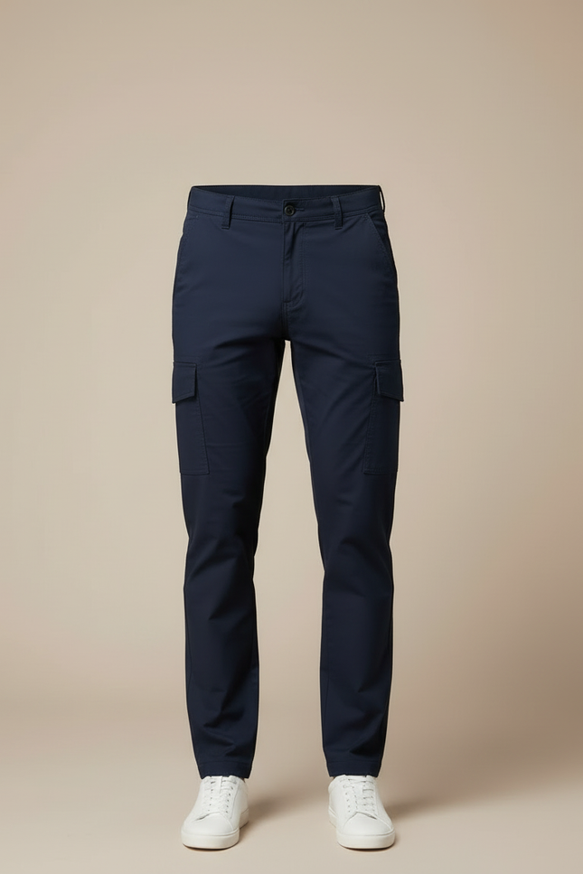 Pantalon Cargo Bleu Marine Slim Multipoches Homme - Toile - vue 3