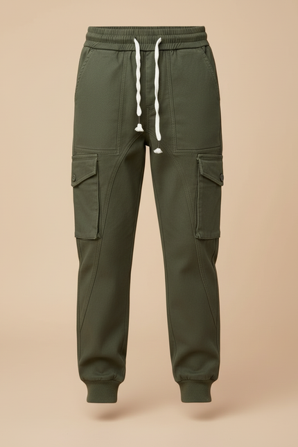 Pantalon Cargo Vert Kaki Coton Multipoches Enfant - vue 3