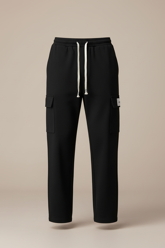 Pantalon Cargo Noir Ample Coton Décontracté Homme - Molleton - vue 3