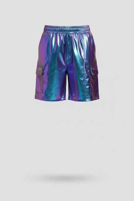 Pantalon Cargo Métallique Holographique Brillant Fille - Multicolore Polyester - vue 3