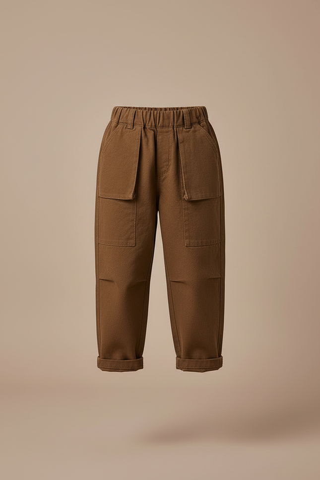 Pantalon Cargo Marron Ample Enfant Poches - Toile - vue 3