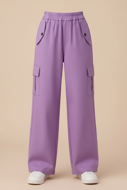 Pantalon Cargo Violet Ample Poches Fille - Toile - vue 3