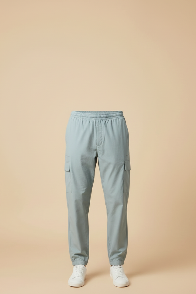 Pantalon Cargo Resserré Aux Chevilles - Bleu Polyester - vue 3